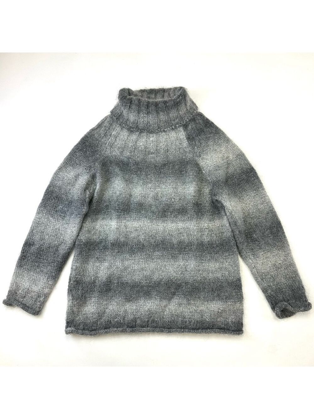 Vintage 90s grey mohair turtleneck sweater Womens ombre